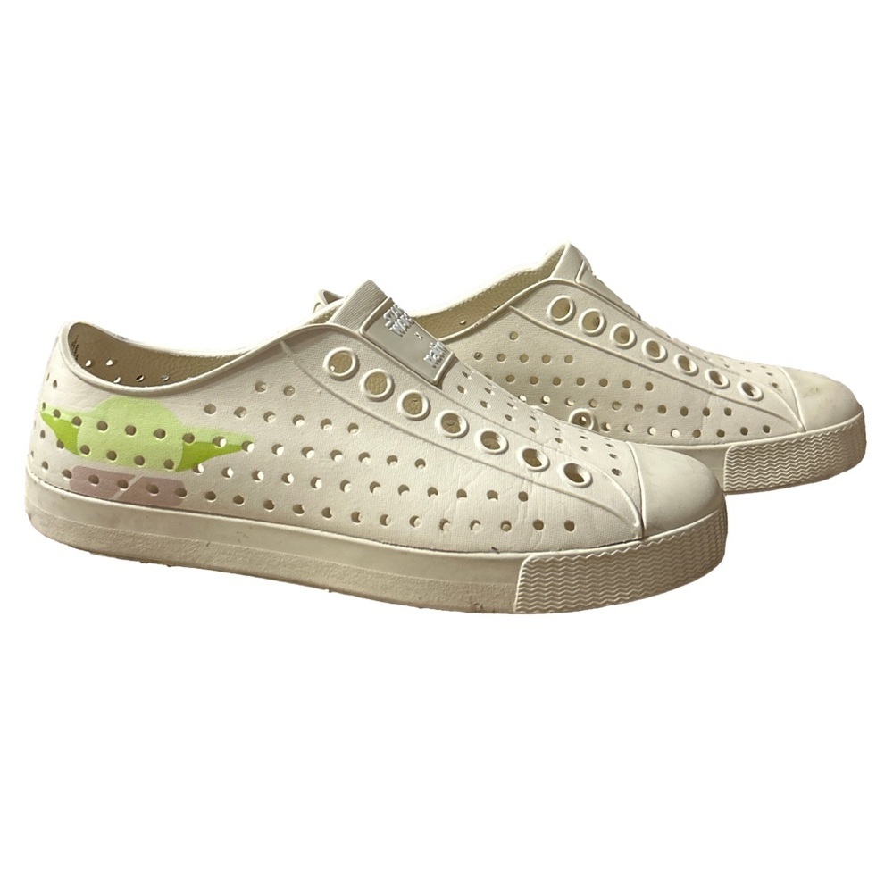 Native Shoes Kids Slip-On Sneakers in Cream with Lime Accent